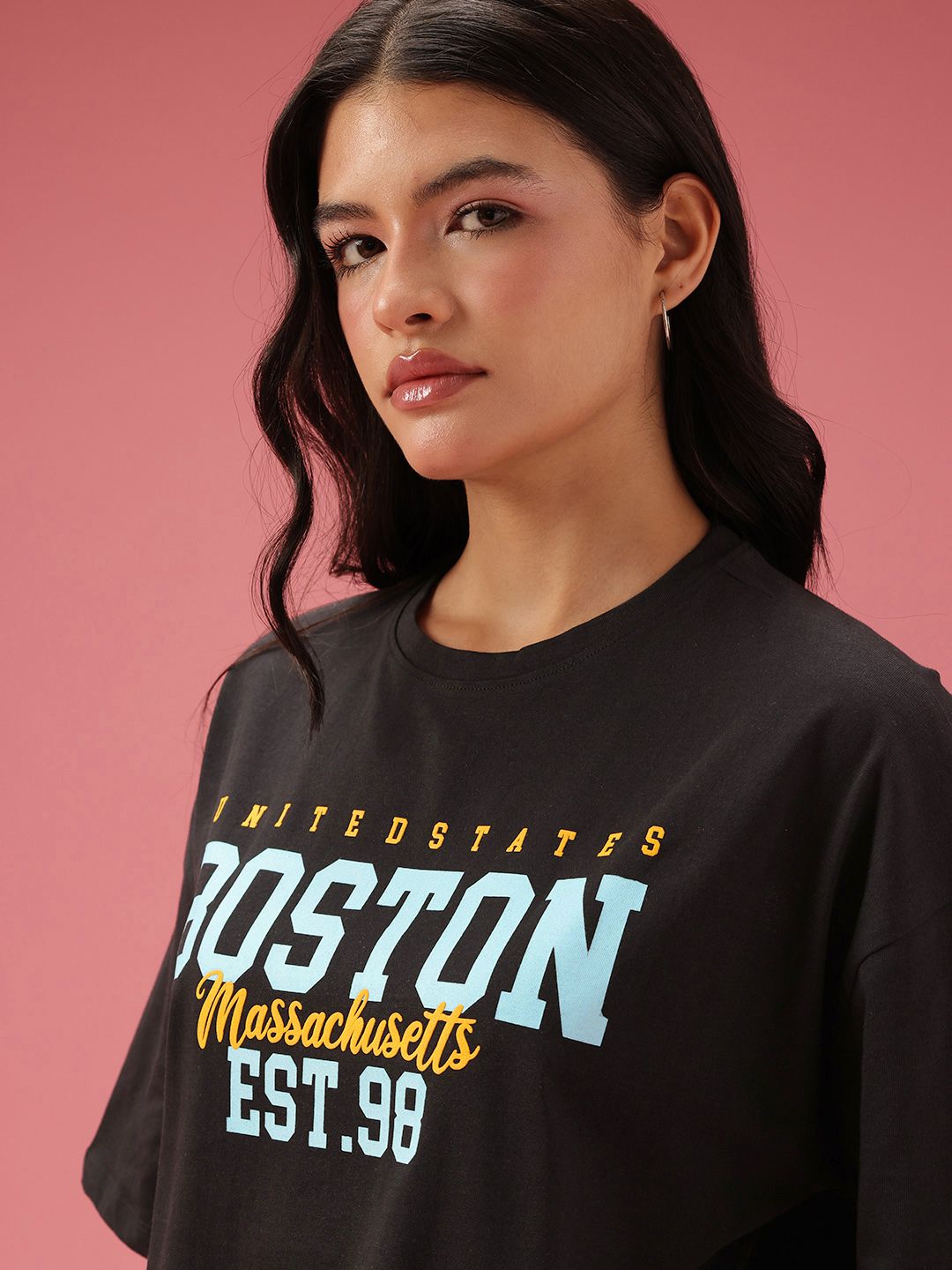 DressBerry Relaxed Fit Typography Printed Pure Cotton T-shirt