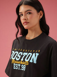 DressBerry Relaxed Fit Typography Printed Pure Cotton T-shirt