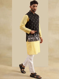 SOJANYA Kurta Lurus Sulam Geometrik Chikankari Kapas Tulen Dengan Piyama & Jaket