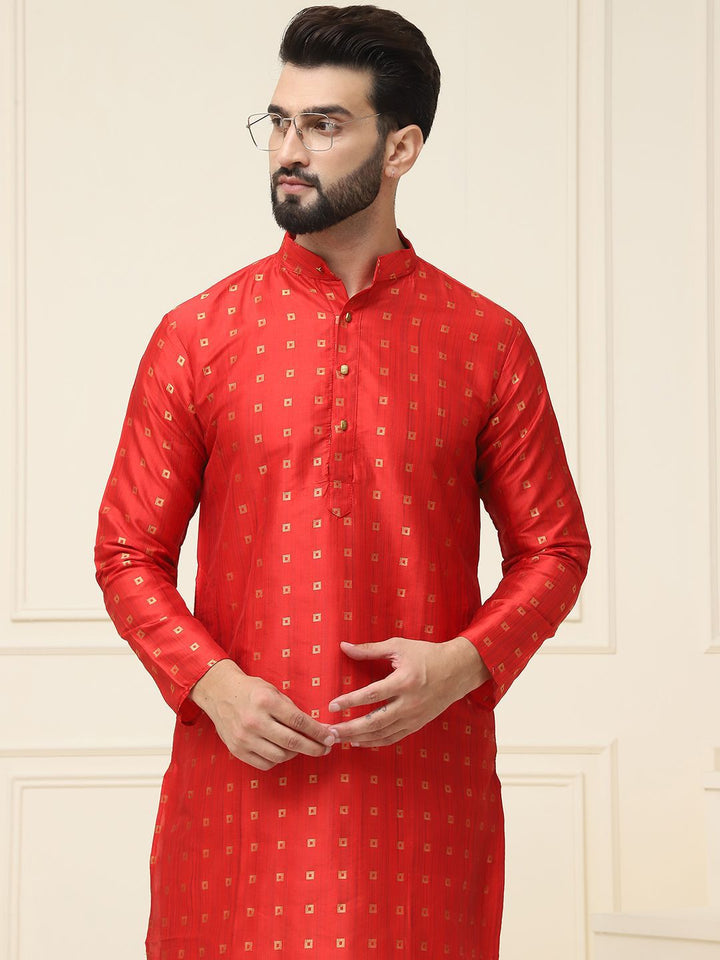 SOJANYA Kurta Kolar Mandarin Rekaan Tenun Geometrik dengan Churidar