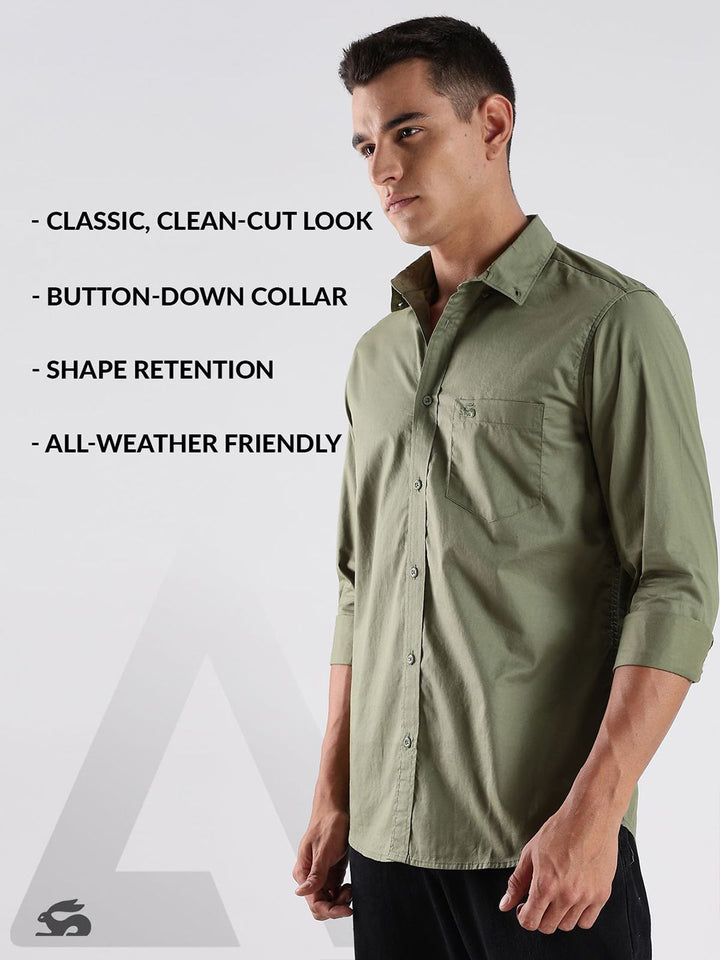 ADRO Standard Spread Collar Cotton Casual Shirt