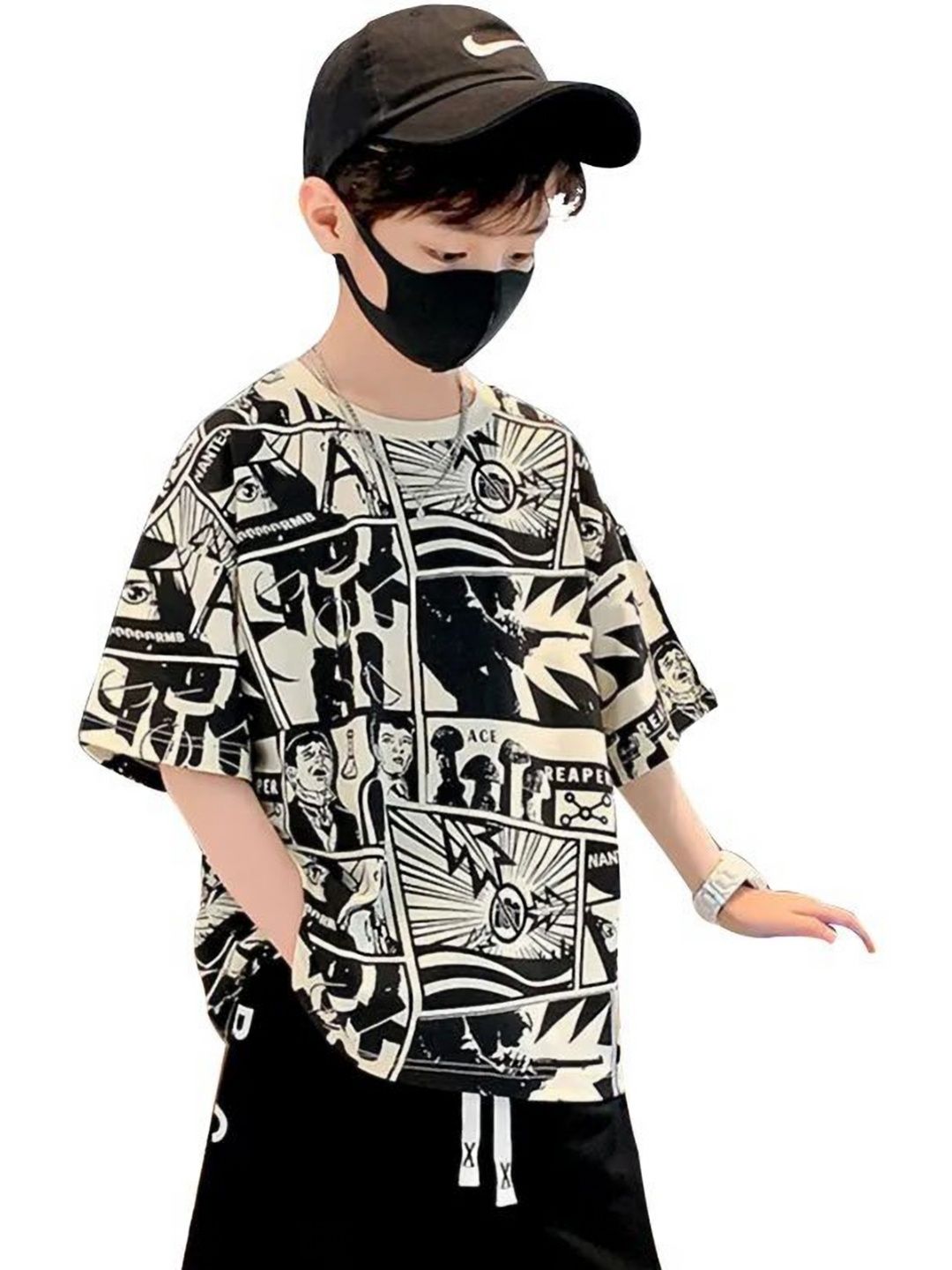 YK Boys Printed Pockets T-shirt