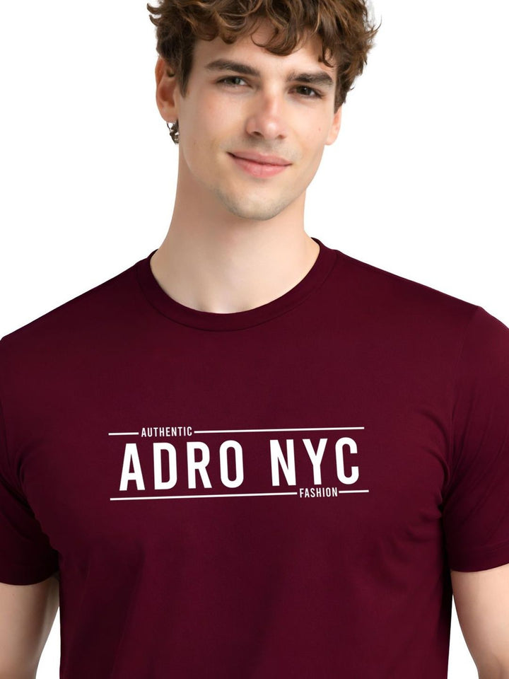 ADRO Men Typography Printed Round Neck Cotton T-shirt