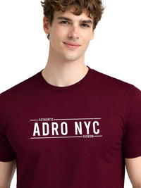 ADRO Men Typography Printed Round Neck Cotton T-shirt