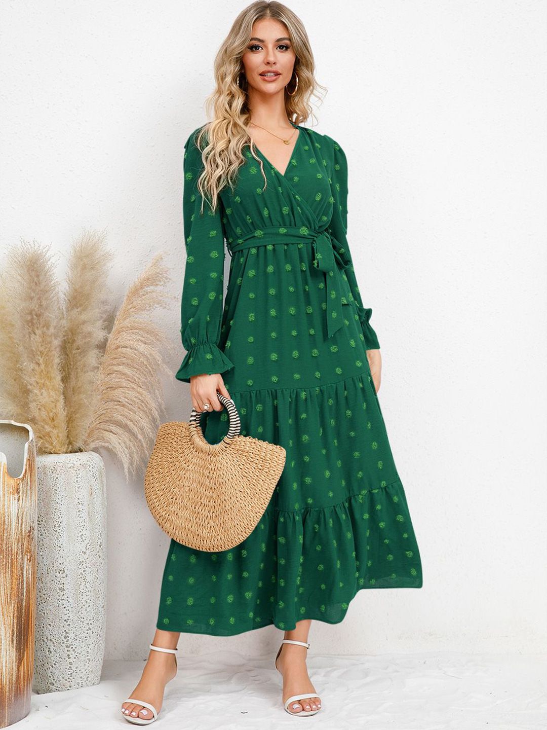 all about you Women Self Design A-Line Midi Dress