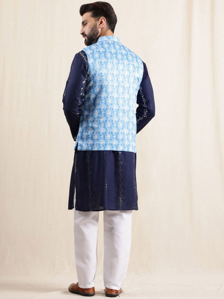 Anouk Men Ethnic Motifs Embroidered Pure Cotton Kurta with Pyjamas & Nehru Jacket