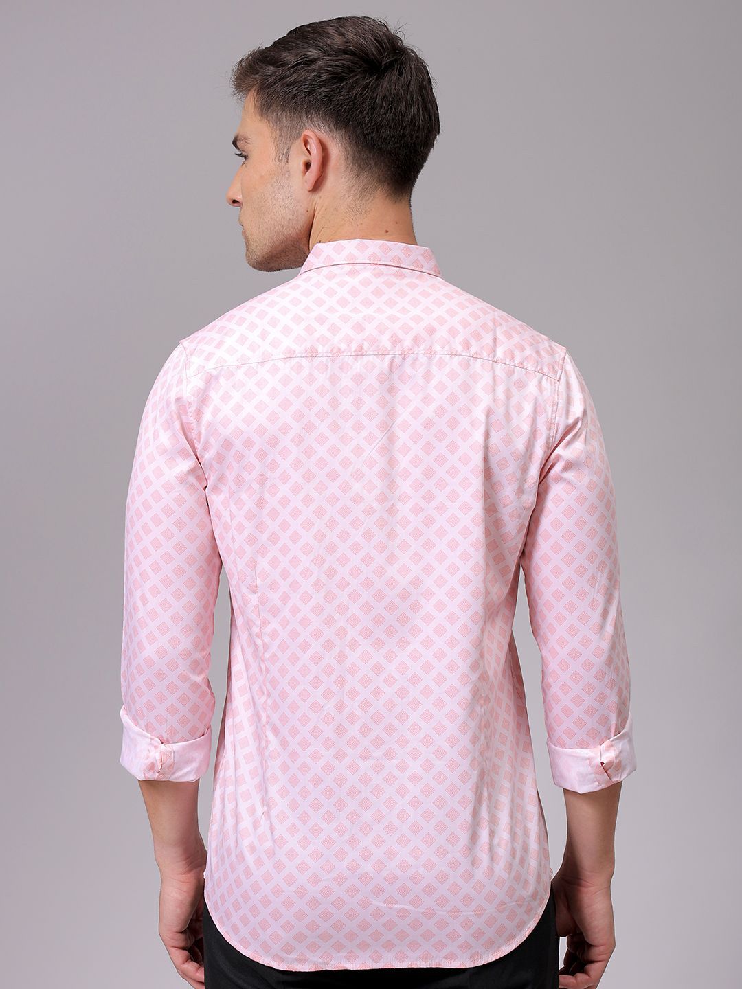 The Indian Garage Co Men Spread Collar Geometric Printed Cotton Slim Fit Formal Shirt