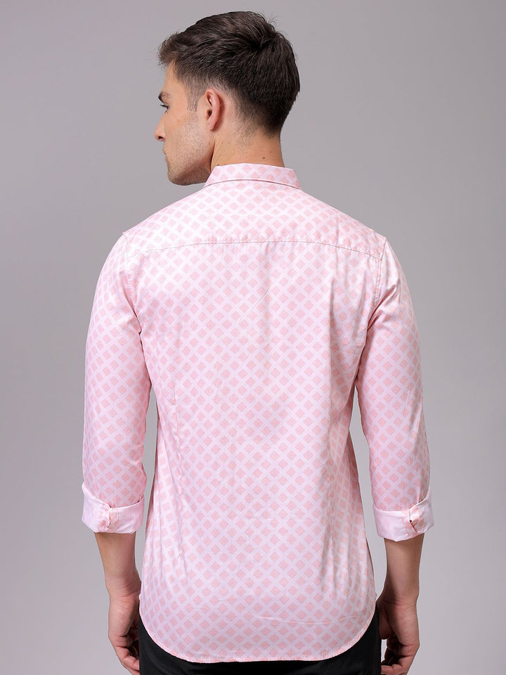 The Indian Garage Co Men Spread Collar Geometric Printed Cotton Slim Fit Formal Shirt
