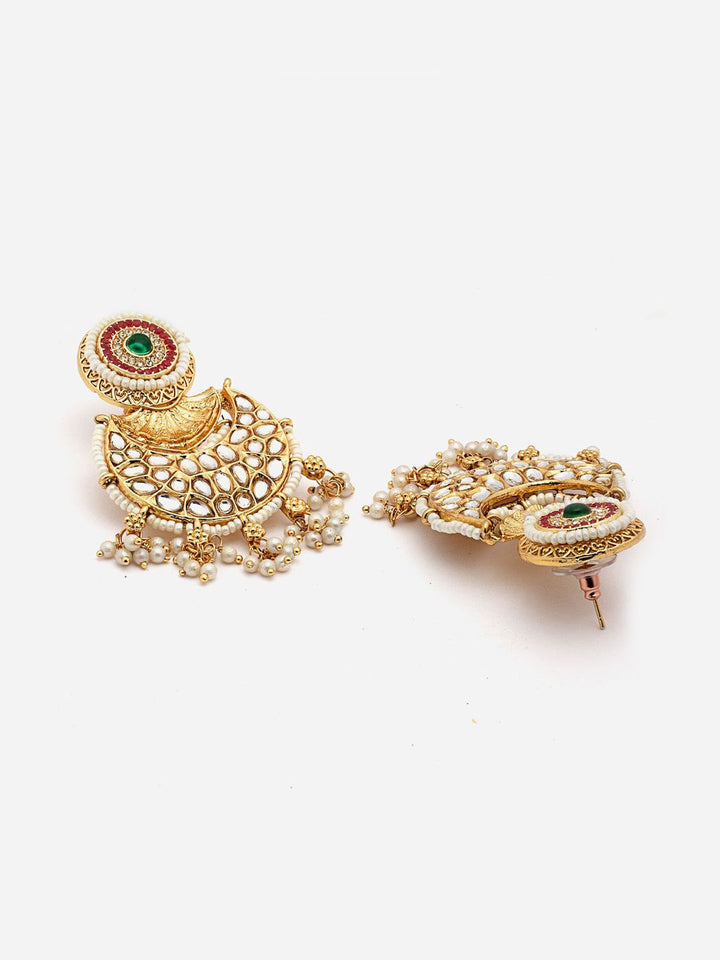 PANASH Emas Bersalut Kundan Chandbali Kontemporari