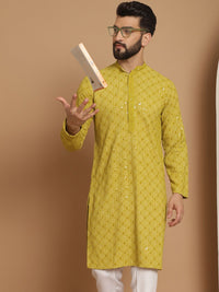 Kurta Kerja Benang Motif Etnik Hijau Lelaki Anouk