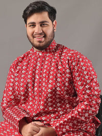 SOJANYA PLUS Size Floral Embroidered Thread Work Band Collar Straight Kurta