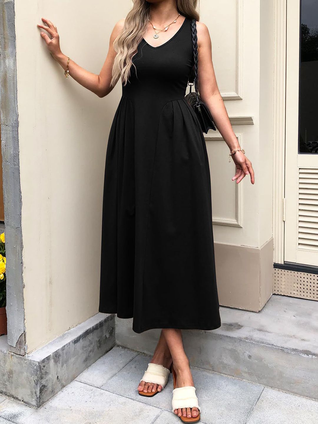 DressBerry Women Solid A-Line Midi Dress