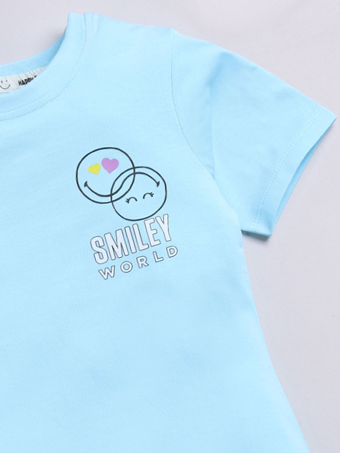 Happy Faces Girls Conversational Printed Pure Cotton Longline T-shirt