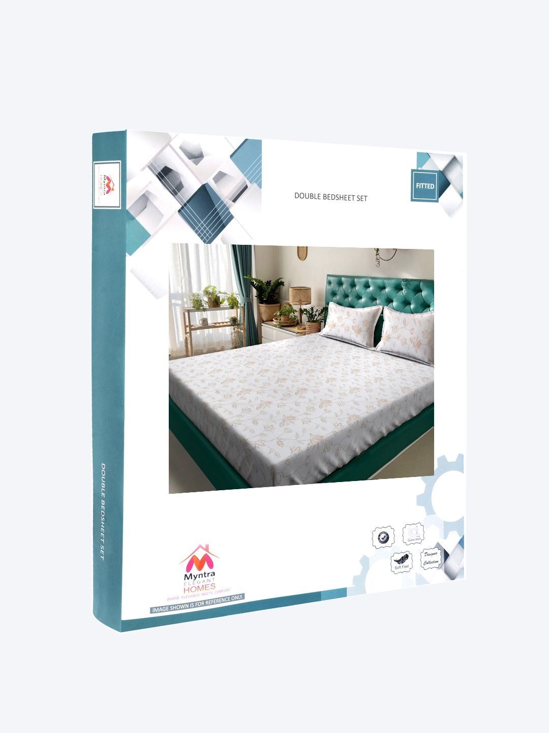 Myntra Elegant Homes White Floral 400 TC Bedsheet with 2 Pillow Covers