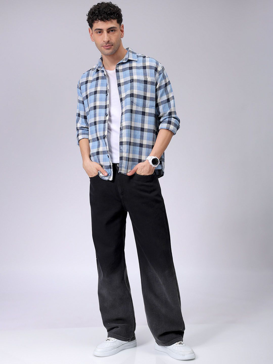 The Indian Garage Co Men Relaxed Fit Checked Dobby Textured Resortwear Shirt