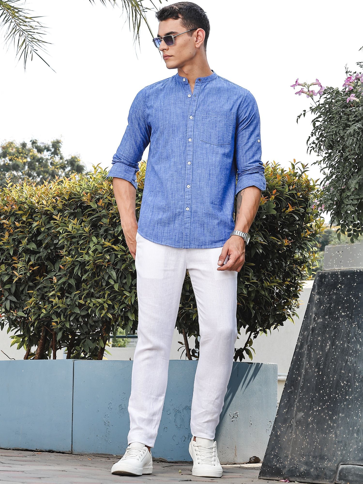 Thomas Scott Men Premium Slim Fit Opaque Casual Shirt