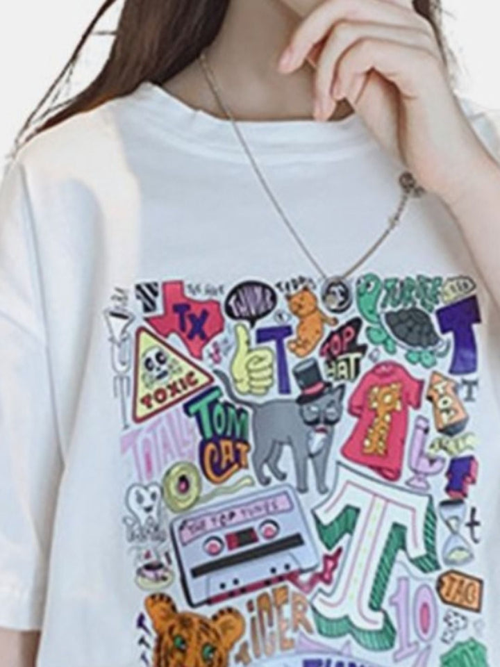 YK Girls Typography Printed Applique T-shirt
