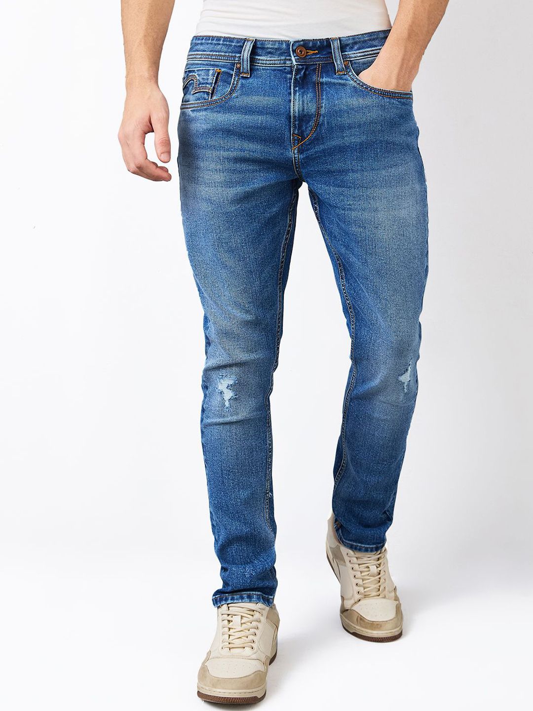 SPYKAR Men Slim Fit Low-Rise Low Distress Jeans