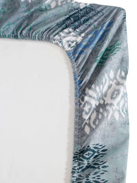 Myntra Elegant Homes Grey & Blue Ethnic Motifs 400 TC King Bedsheet with 2 Pillow Covers