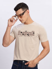 ADRO Typography Printed Round Neck Cotton T-shirt