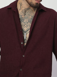 VASTRADO Men Classic Fit Spread Collar Solid Cotton Casual Shirt