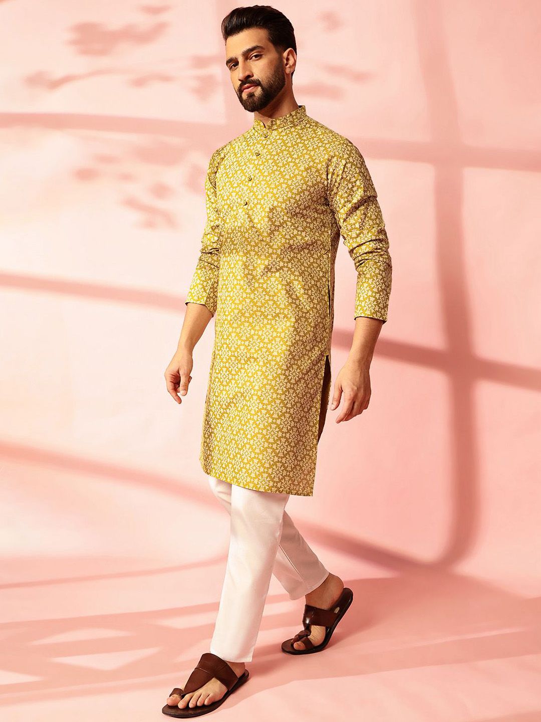 Anouk Men Floral Printed Regular Kurta with Pyjamas