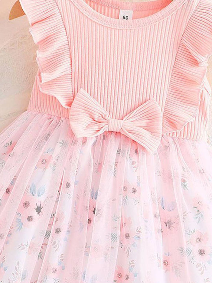 YK Girls Flutter Lengan Fit & Flare Dress