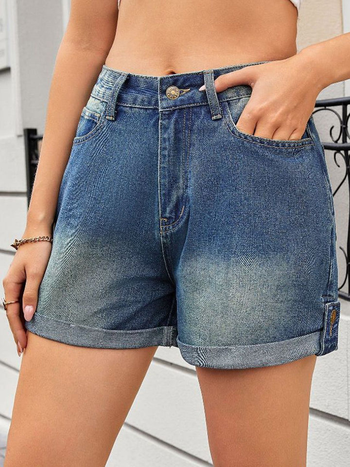 DressBerry Women Washed Slim Fit Denim Denim Shorts Technology