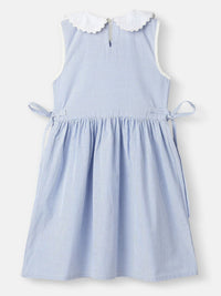 Nauti Nati Girl Cotton Peter Pan Collar Dress with Front Pockets and Cat Patches