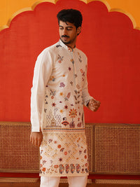 Jompers Floral bersulam Chikankari Straight Kurta