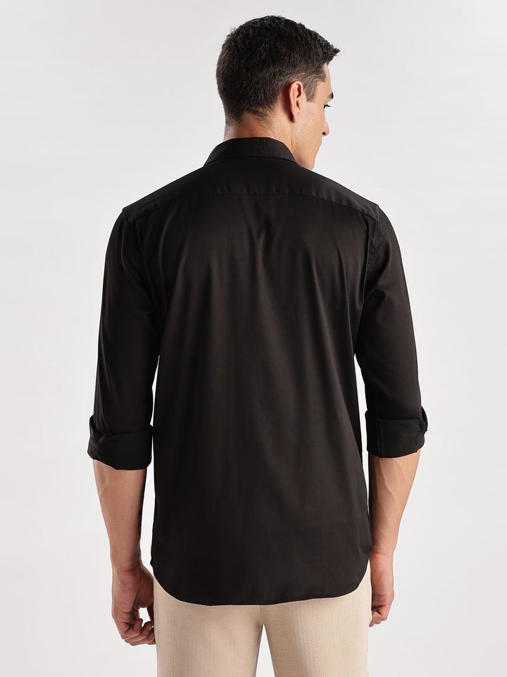 ADRO Men Slim Fit Solid Satin Casual Shirt