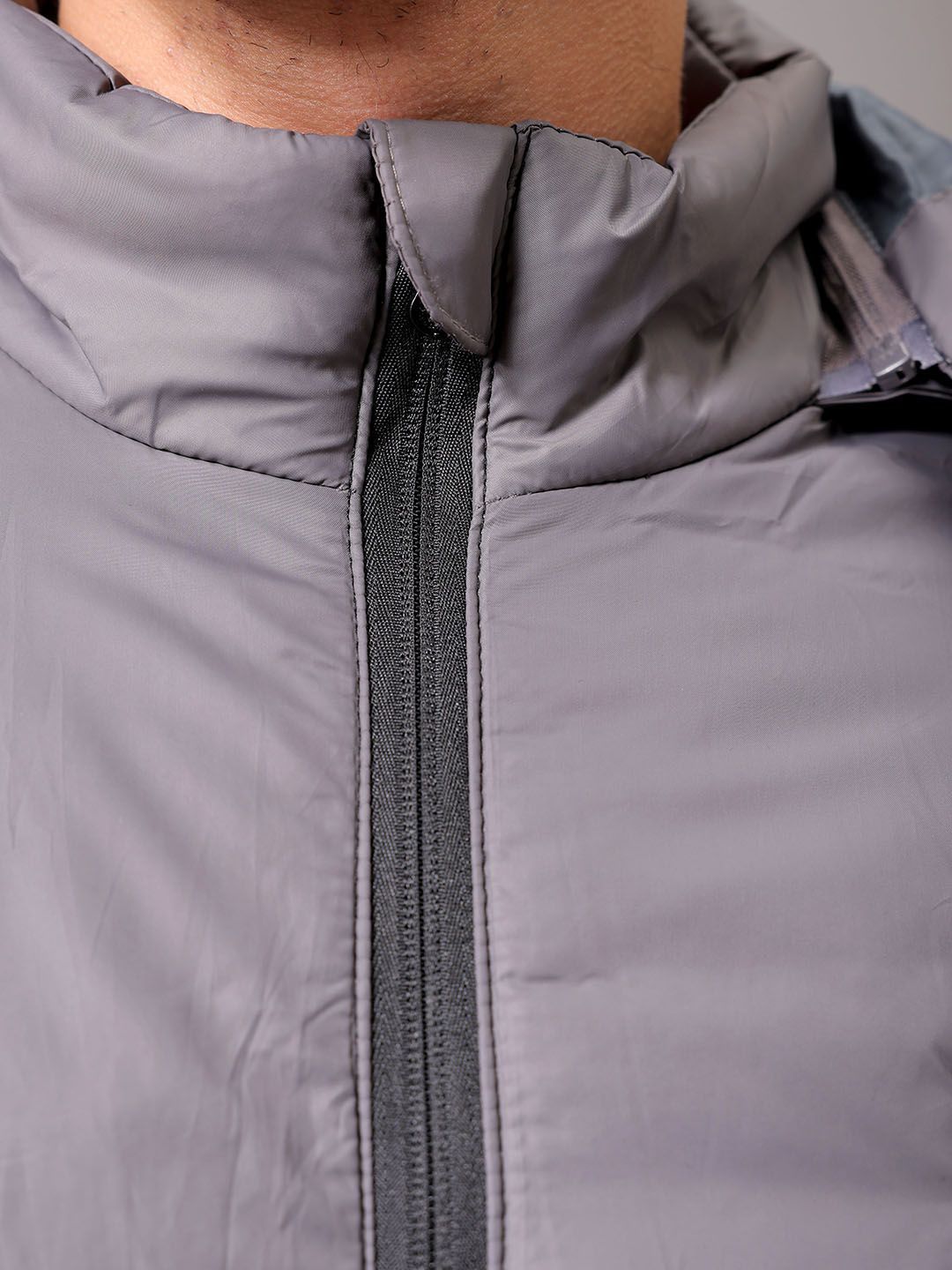 The Indian Garage Co Men Black Colourblocked Detachable Hood Padded Jacket