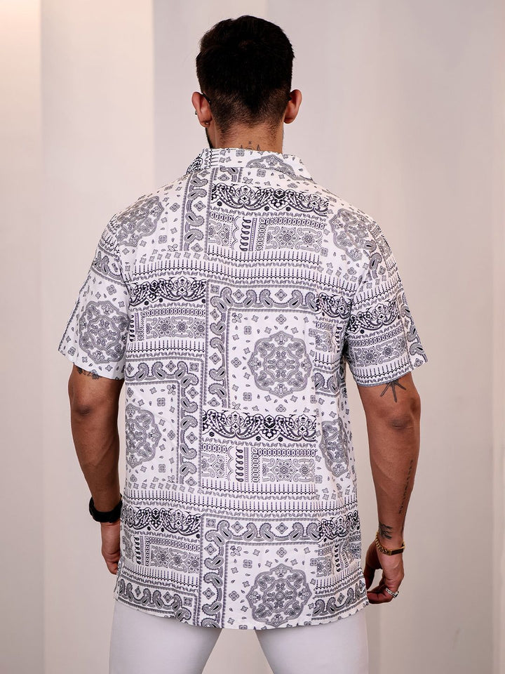 Eszett Men Ethnic Motifs Printed Cuban Collar Casual Shirt