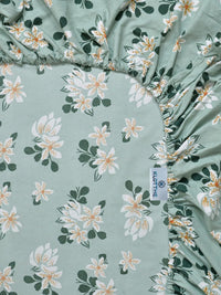 KLOTTHE Green Floral 300 TC Cotton Blend Dilengkapi Cadar Katil Double dengan 2 Sarung Bantal