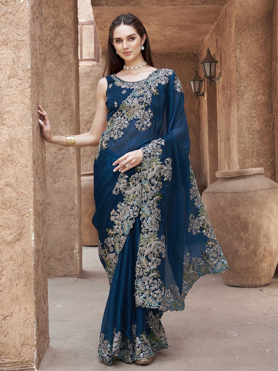 Tikhi Imli Sequinned Poly Chiffon Saree