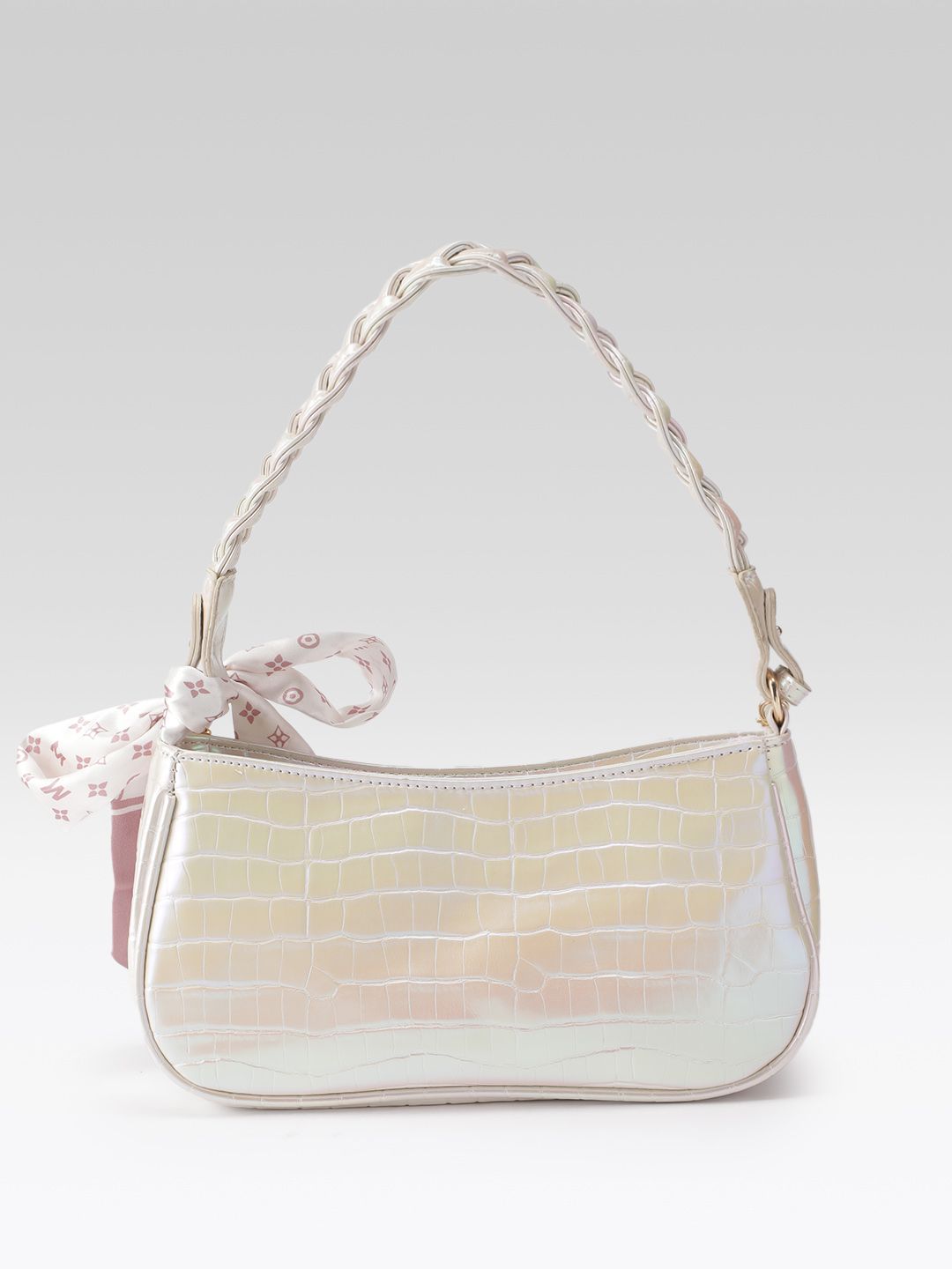 DressBerry Croc Textured Structured Shoulder Bag