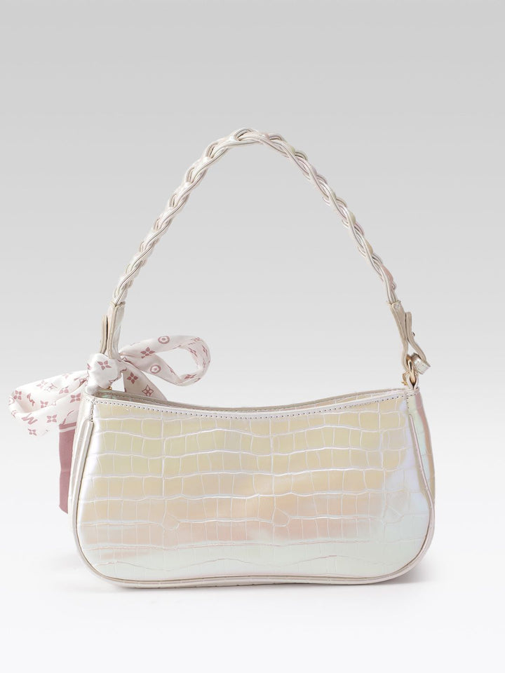 DressBerry Croc Textured Structured Shoulder Bag