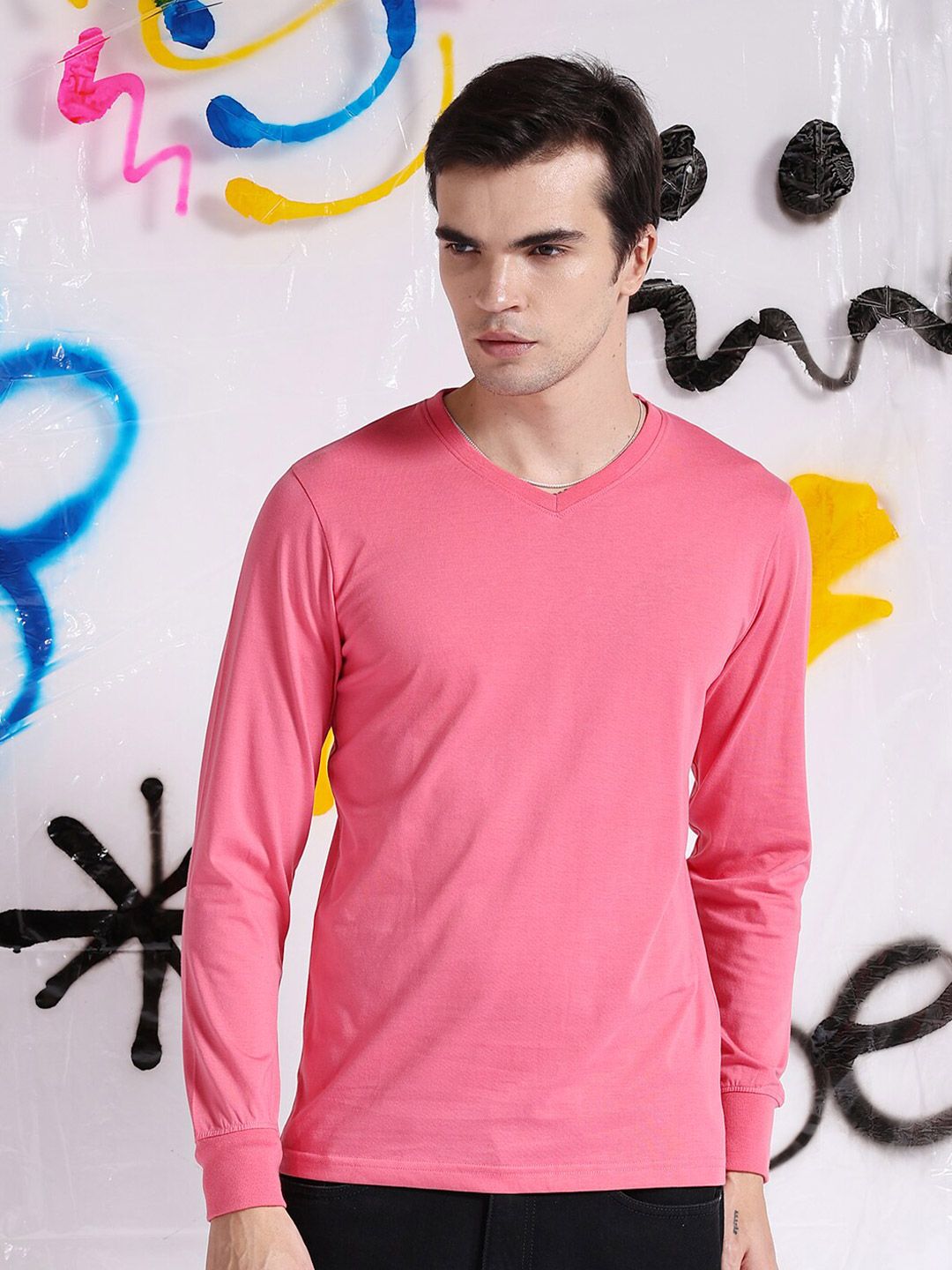 The Indian Garage Co Pink Round Neck Casual T-shirt