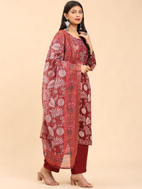 Mamicha Floral Printed Sequinned Pure Cotton Straight Kurta with Palazzo & Dupatta