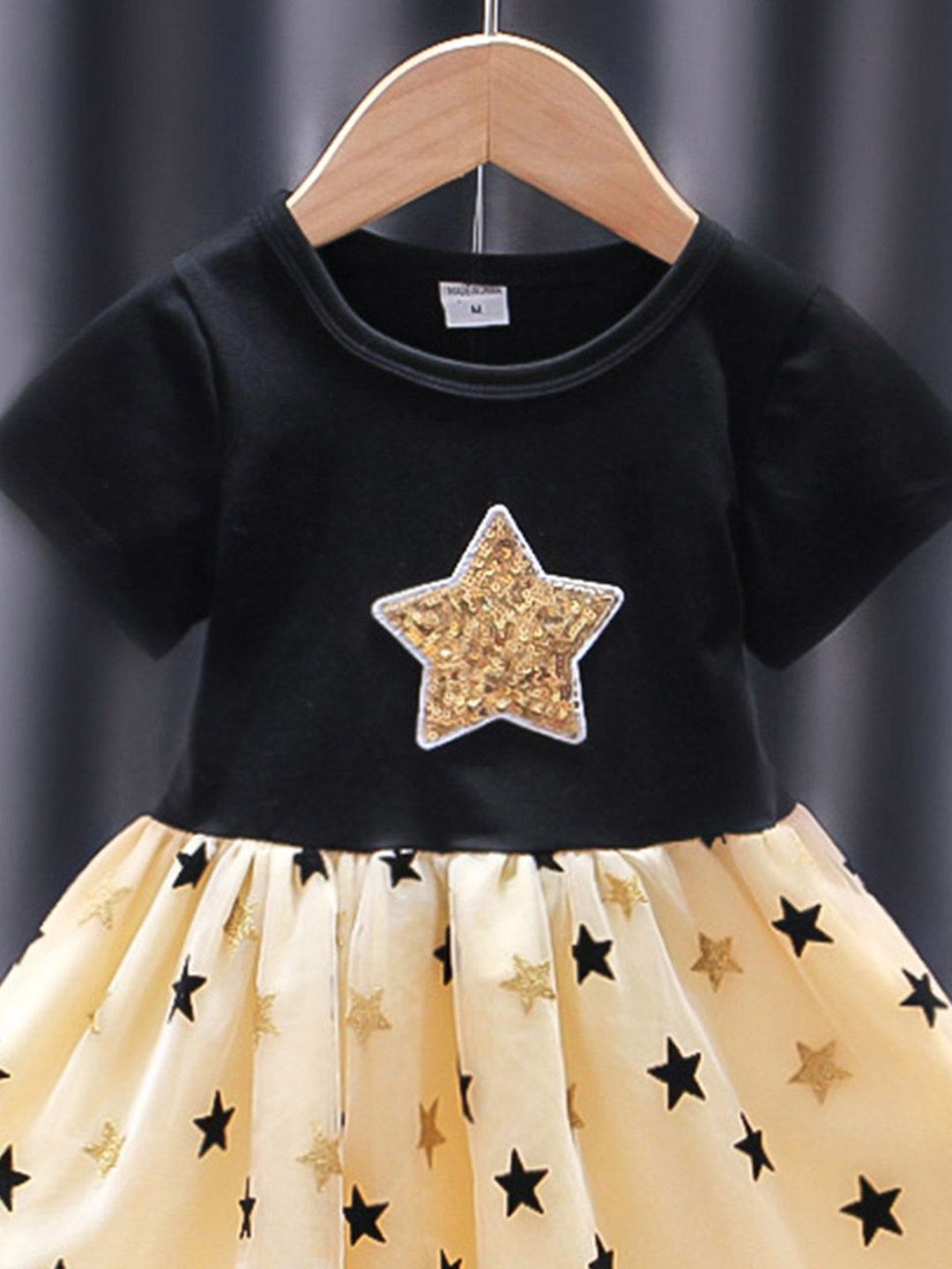 YK Girls Star Printed Fit & Flare Summer Princess Cotton Dress