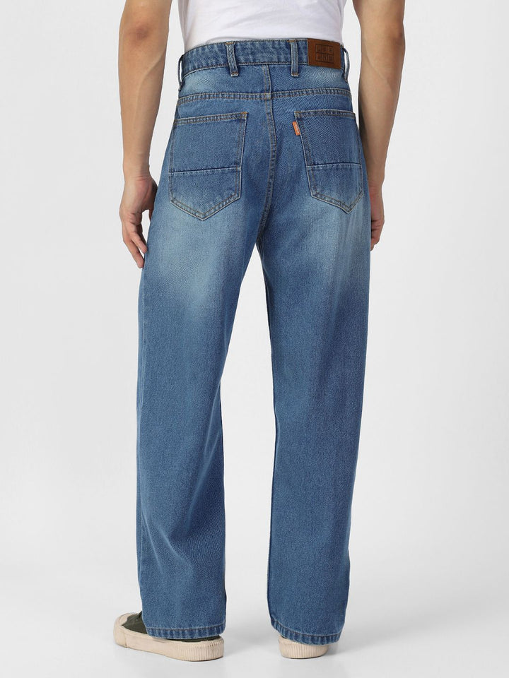 Urbano Fashion Men Loose Relaxed Fit Heavy Fade Jeans