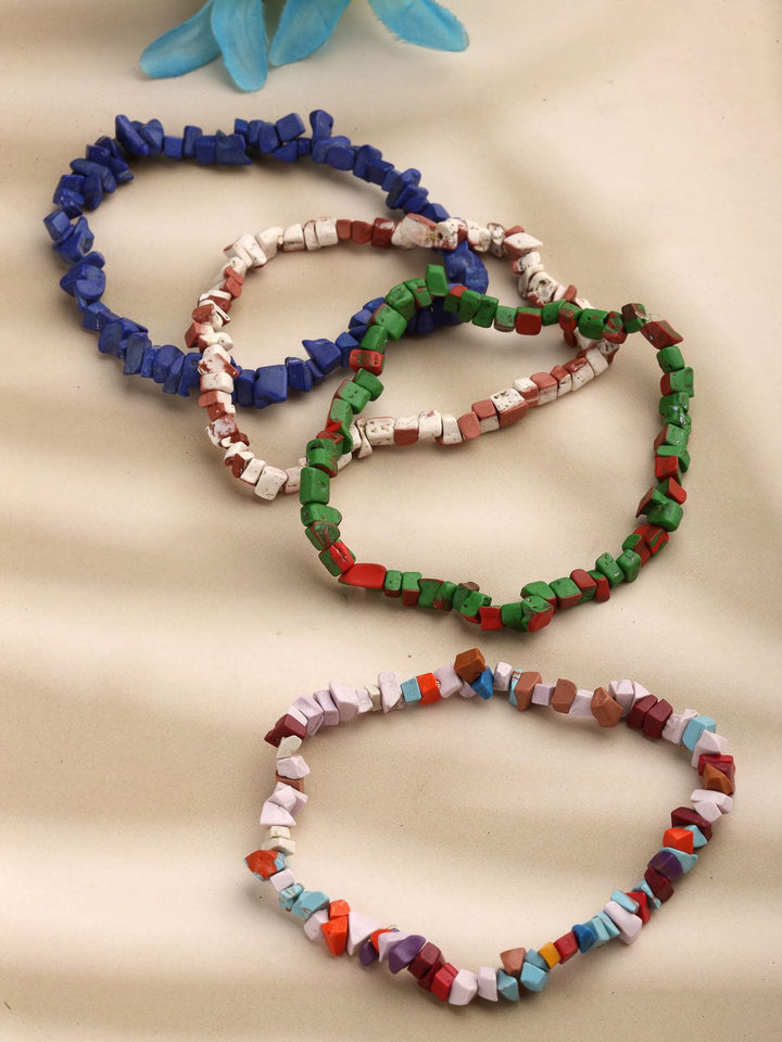 DressBerry Set Of 4 Gold-Plated Elasticated Bracelets