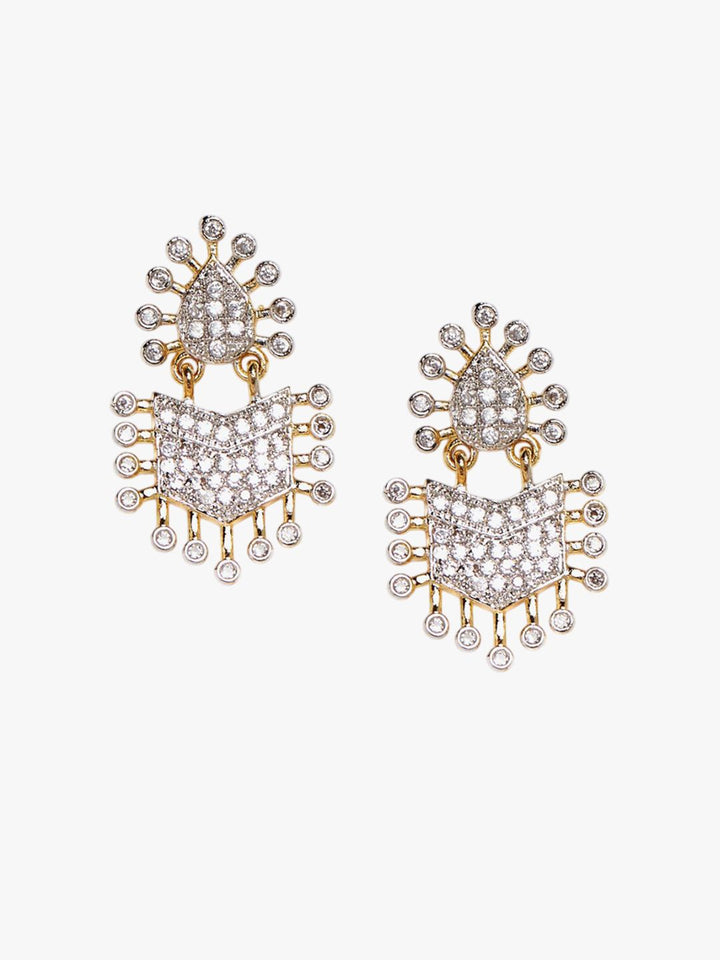 Anting-anting Drop Kontemporari Bersalut Emas Anouk Cubic Zirconia