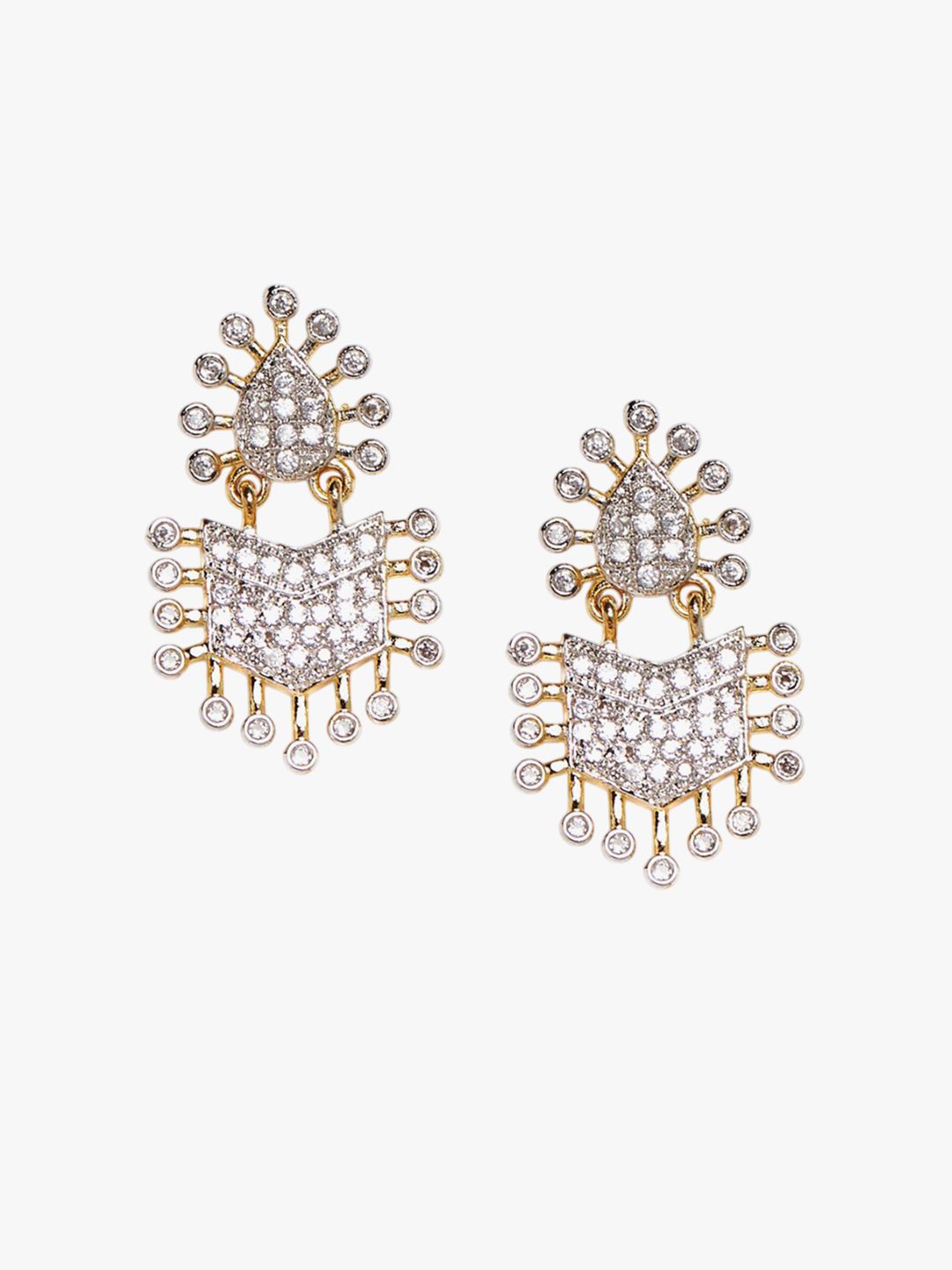 Anting-anting Drop Kontemporari Bersalut Emas Anouk Cubic Zirconia