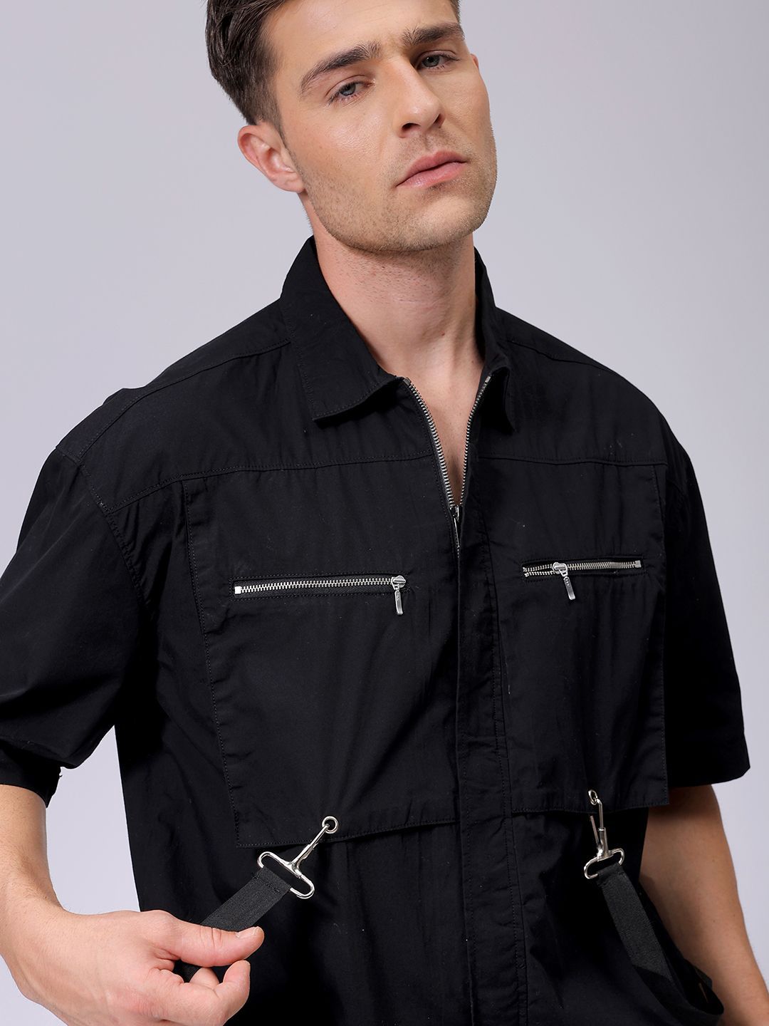 The Indian Garage Co Men Spread Collar Solid Cotton Relaxed Fit Casual Shirt