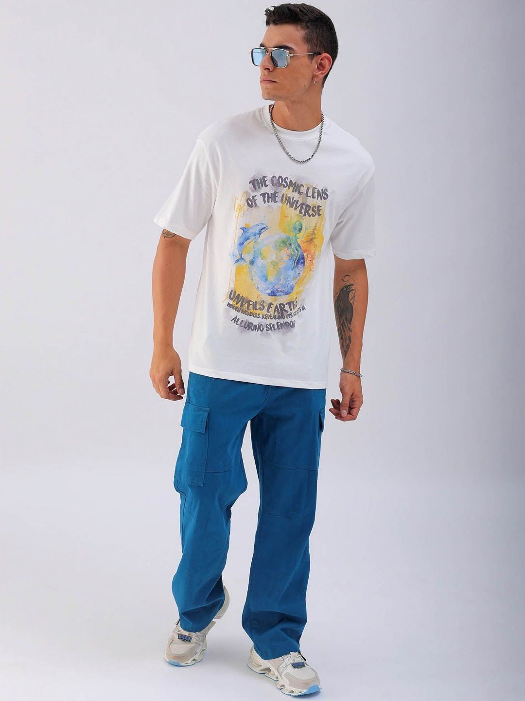The Indian Garage Co Men Printed Raw Edge Boxy T-shirt