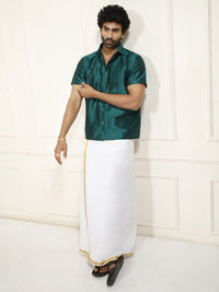 VASTRAMAY Shirt Collar Shirt With Veshti