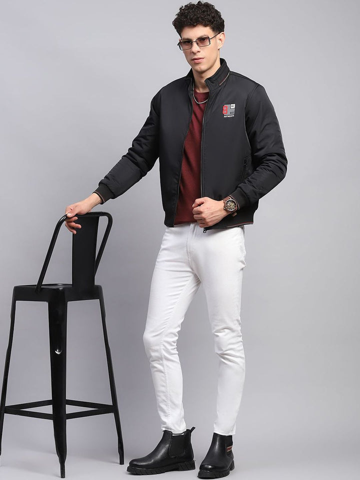 Monte Carlo Men Mock Collar Solid Casual Sporty Jacket