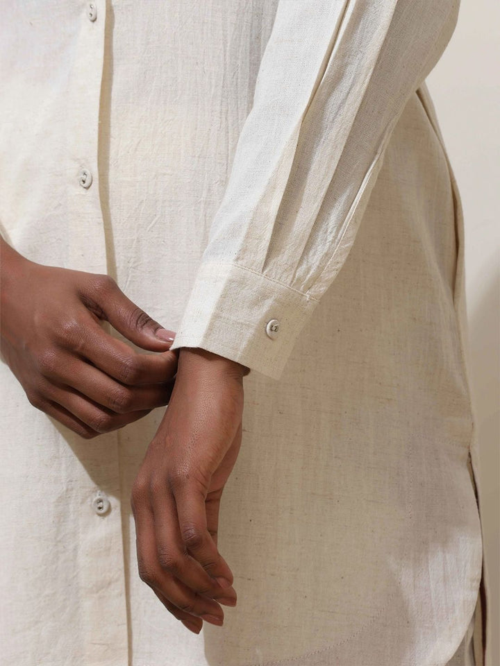 trueBrowns Off White Cotton Kurta Co-Ord Set