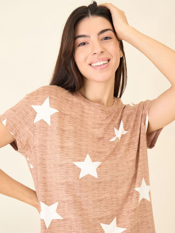 Sweet Dreams Women Printed Top & Pajamas Night Suit